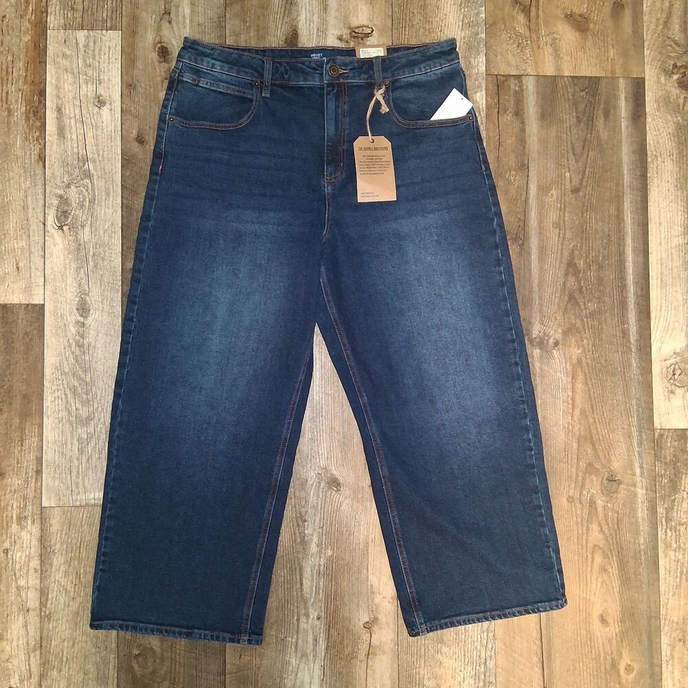 NEW Project Indigo The Boyfriend Barrel Low Rise Denim Jean Size 15 Dark Wash